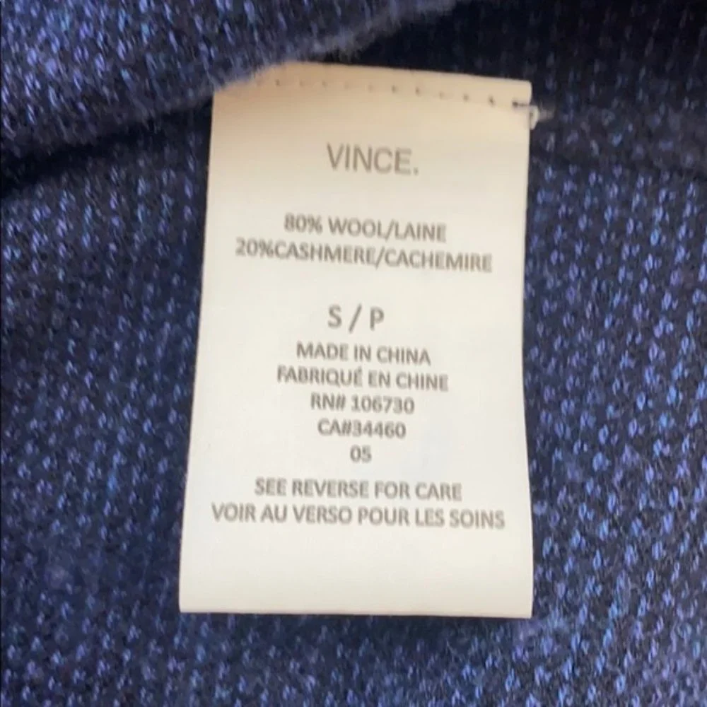 Vince Men's Navy blue wool cashmere sweater size S